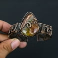 thumbnail image 2 of Natural Chrysoprase Gemstone Handmade Copper Wire Wrap Bangle Adjustable, 2 of 4