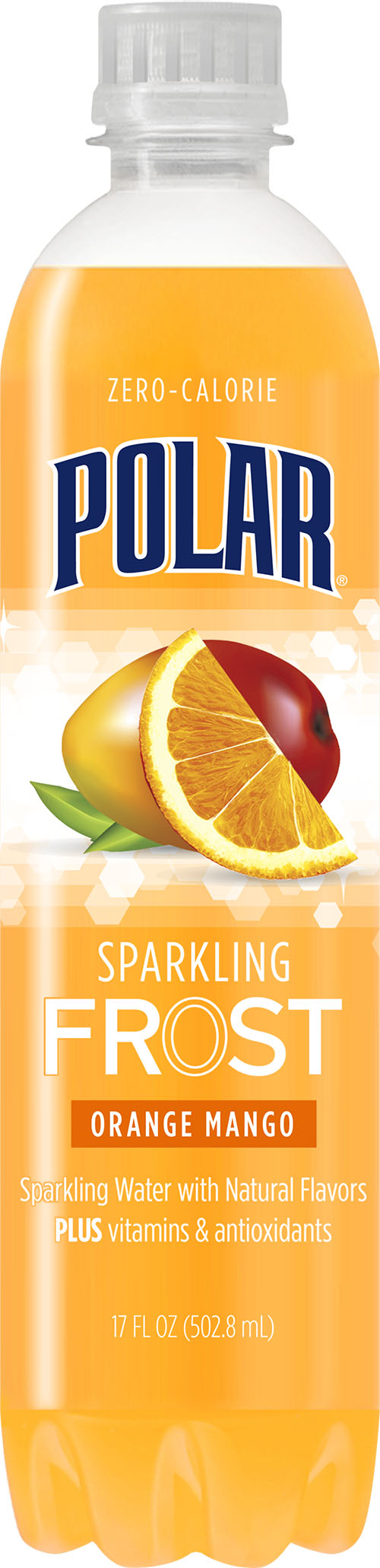 Polar Sparkling Frost Water, Orange Mango, 17 Fl Oz, 12 Count