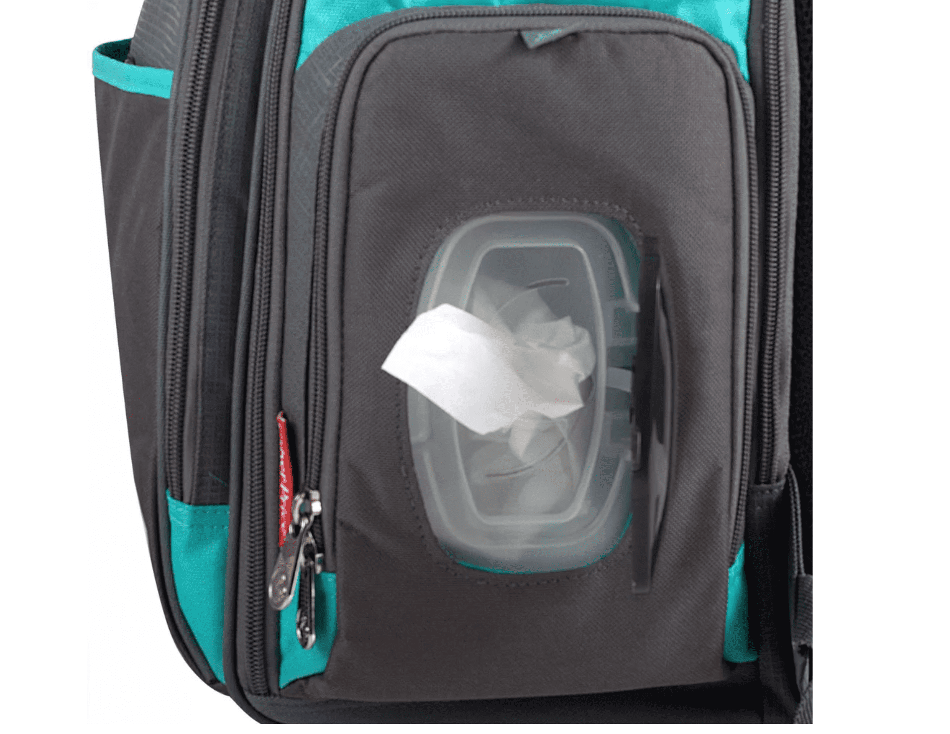 Fisher-Price Large Multi-Pocket Multifunction Kaden Baby Diaper Bag Backpack for Infant Boys & Girls with Insulated Bottle Pocket, Changing Pad, Wipes Dispenser in Unisex Gray & Aqua