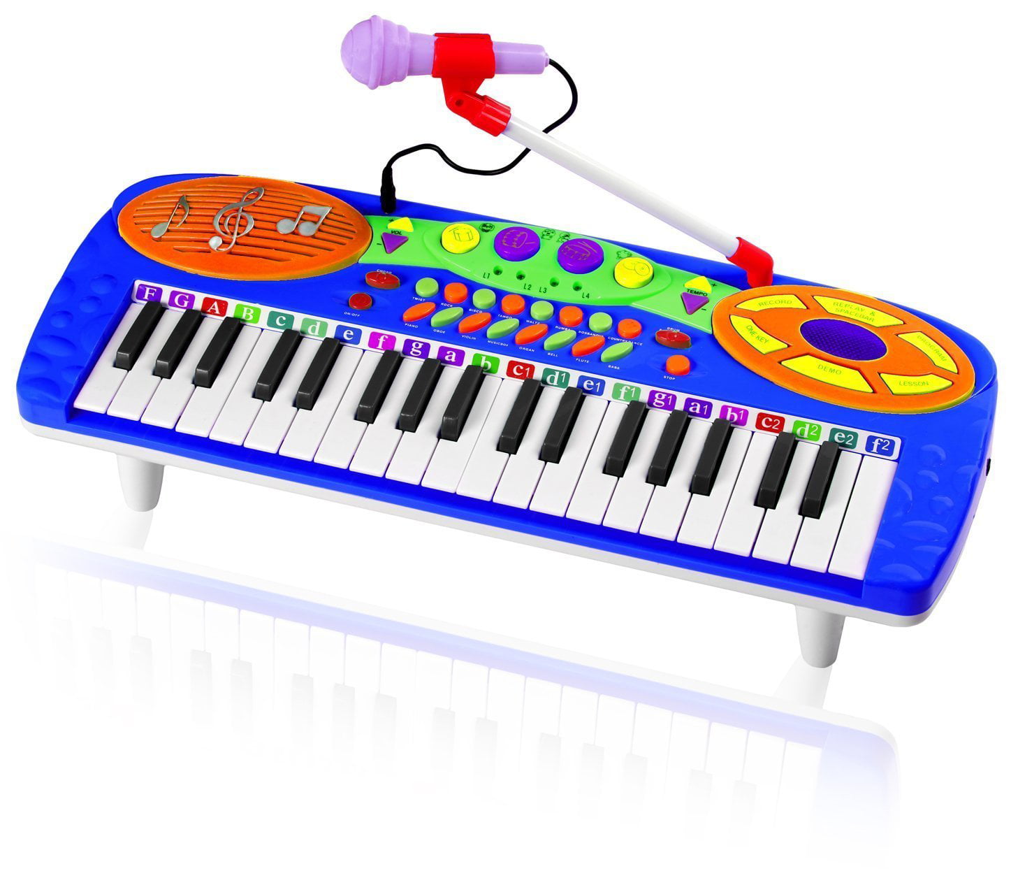 blue zhuolong Electric Piano 37 Keyboard Instrument with Microphone Kids Educational Toy