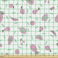 thumbnail image 2 of Ambesonne Fruits Fabric by the Yard Upholstery, Tropical Pineapples Cherries, 1 Yard, Pale Pink Mint Green, 2 of 5