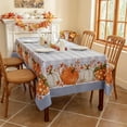thumbnail image 2 of Fall Tablecloth Rectangle, Thanksgiving Autumn Harvest Pumpkin Buffalo Plaid Table Cloth, Stain Resistant Washable Table Cover for Party/Dining/Holiday- Grey Blue Checkered, 60x 120 Inch, 2 of 6