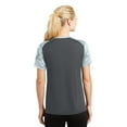 thumbnail image 2 of Sport-Tek Ladies CamoHex Colorblock Neck Tee-S (Iron Grey/ White), 2 of 6