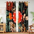 thumbnail image 2 of Black Boho Floral 100% Blackout Curtains for Living Room 72 inch Long 2 Panels Mid Century Botanical Black Out Curtains for Bedroom Grommet Thermal Insulated Room Darkening Window Drapes,52Wx72L, 2 of 15