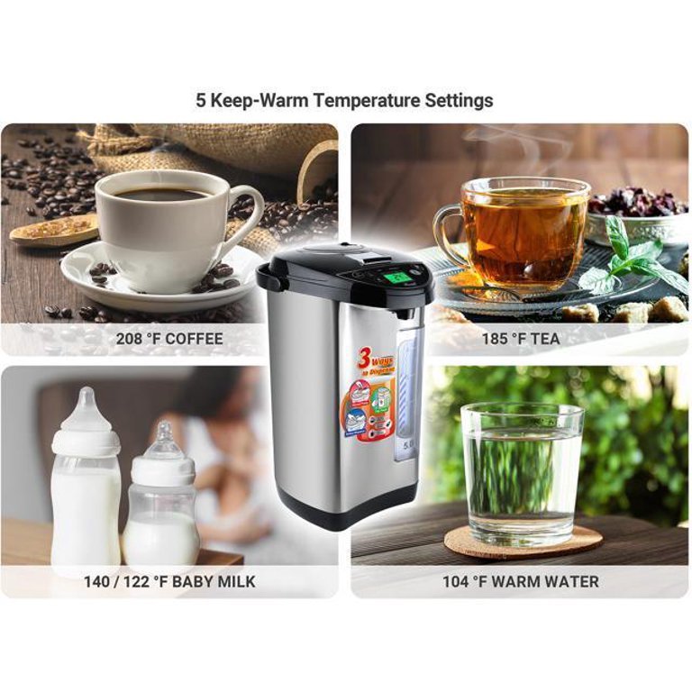 Rosewill 5L Hot Water Boiler Warmer Pot, 5 Keep-Warm Temperatures, 24Hr  Timer, Auto Lock, Boil Dry Protection, LCD Display, Electric and Manual  Pump Water Dispenser, Water Level Gauge with Backlight - Walmart.com