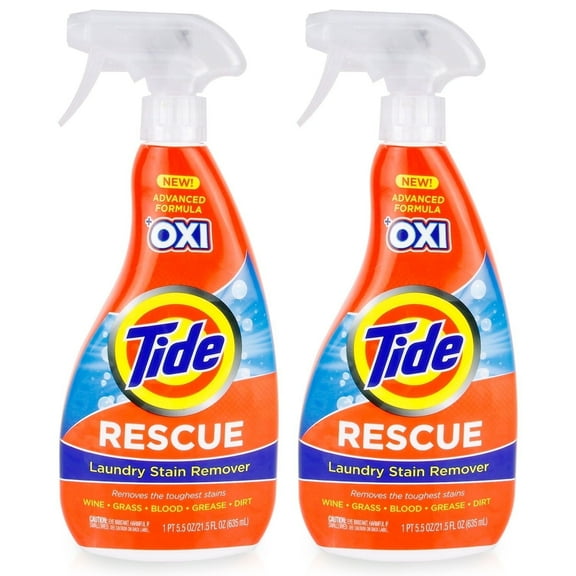 Tide Laundry Stain Remover with Oxi, Rescue Clothes, Upholstery, Carpet and more from Tough Stains (22 Fl Oz, pack of 2)