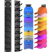 MindyLLL 2 Pcs Hat Rack for Baseball Caps, Wall Mounted Cap Organizer with 9 Hooks, Storage Display Solution for Closet, Door, Entryway, Garage 16.5'' x 2.3'' x 1.3''