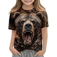 thumbnail image 2 of Xdegoge Kids Boys 3D Bear Graphic T-Shirts Roaring Grizzly Animal Print Short Sleeve Novelty Crewneck Tees Summer Casual Tops, Size 5-6, 2 of 8