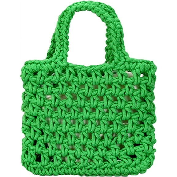 Kukuzhu Crochet Knit Purse for Women Mesh Cotton Rope Tote Bag Summer Handwoven Handbag Beach Vacation Hobo Bag for Women