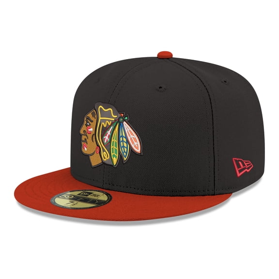 Men's New Era Black Chicago Blackhawks Core Logo Two-Tone 59FIFTY Fitted Hat