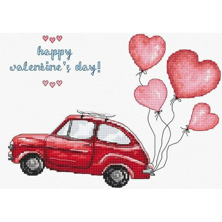 UPC: 4840746064883 | Counted Cross Stitch Kit Happy Valentine’s Day Leti983 Needlework Easy Small Red Pink Heart By LetiStitch Canvas Cotton