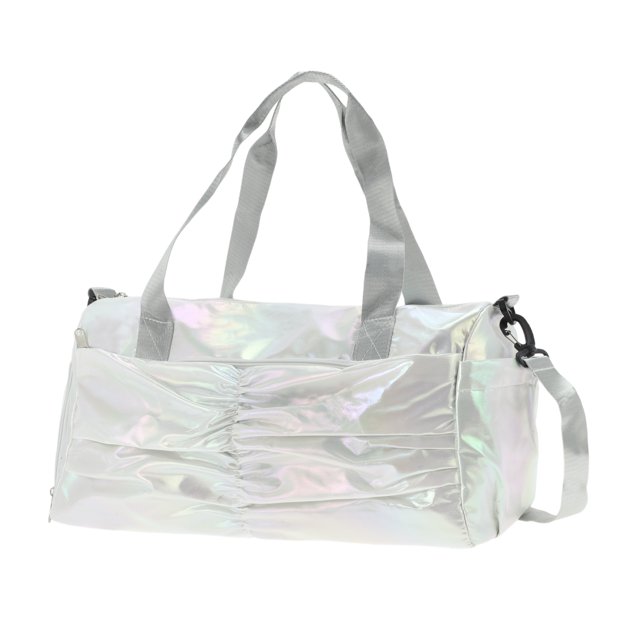 Bolsa de viaje Unique Bargains resistente al agua, bolsa de gimnasio con bolsillo húmedo, bolsas de viaje de fin de semana con compartimento para zapatos tono plateado