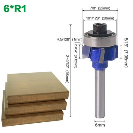 

BCLONG R1 R2 R3 Woodworking Milling Cutter 4 Teeth Router Bit 6mm Shank Edge Trimmer