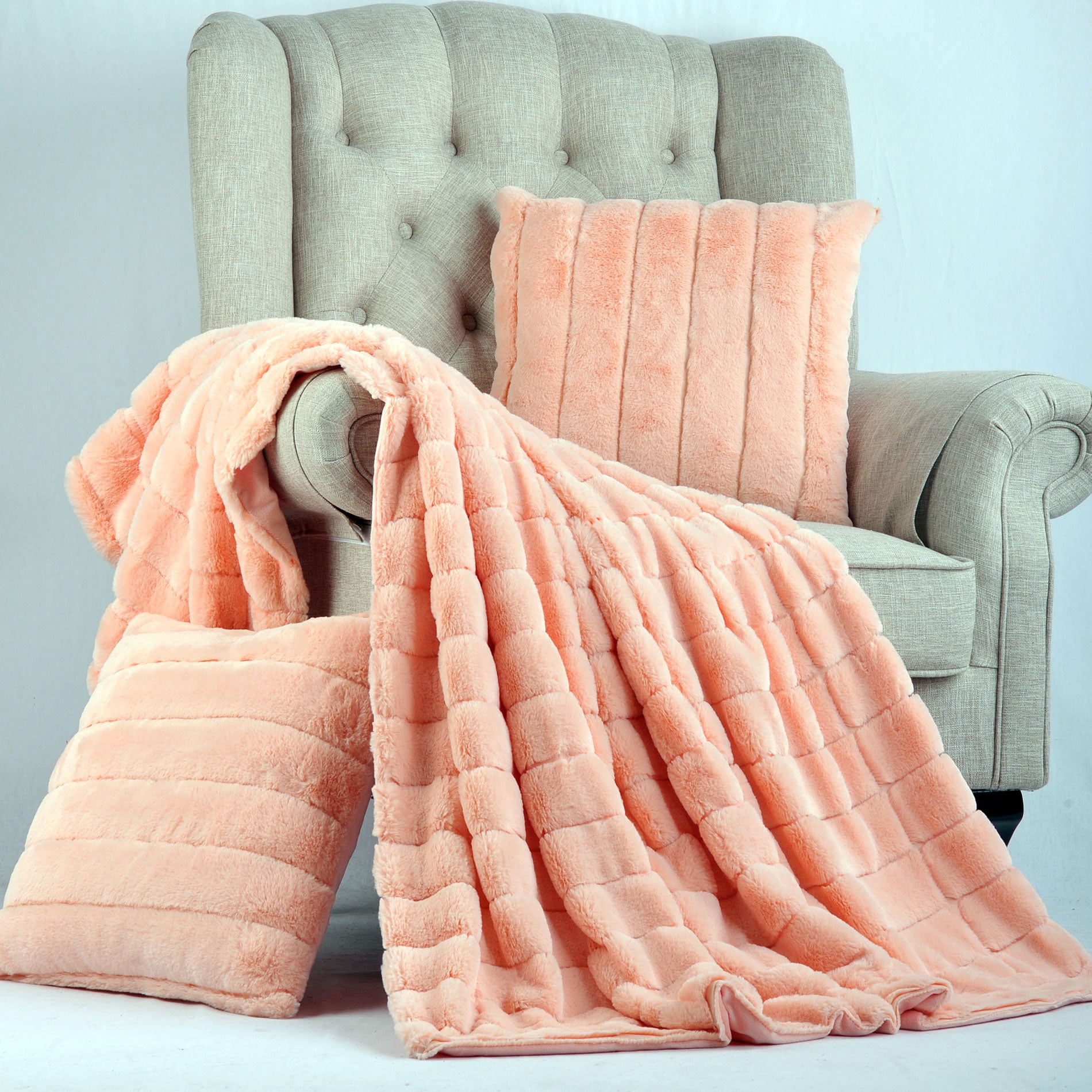 Home Soft Things Rabbit Faux Fur Throw & Pillow Shell Combo, 60