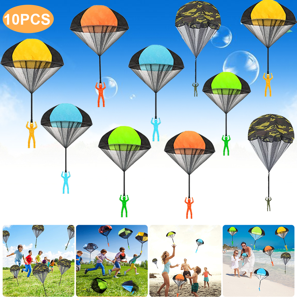 Hand Thrown Kids Parachute Toys, 10 Pcs Tangle Free Hand Thrown