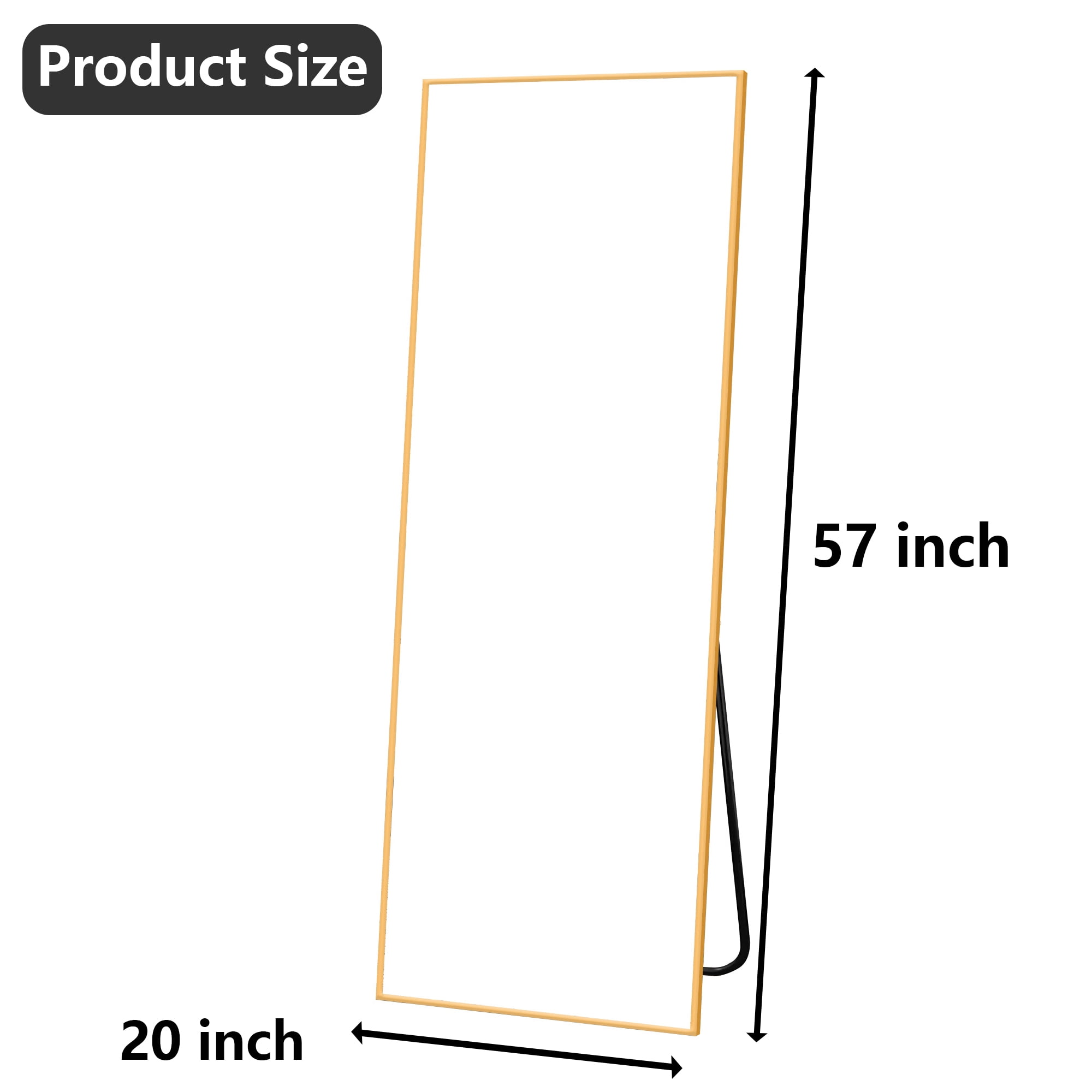 MAYEERTY Gold Right Angle Full Length Mirror, Wall Mount or Freestanding for Bedroom/Living Room, 57" × 20"