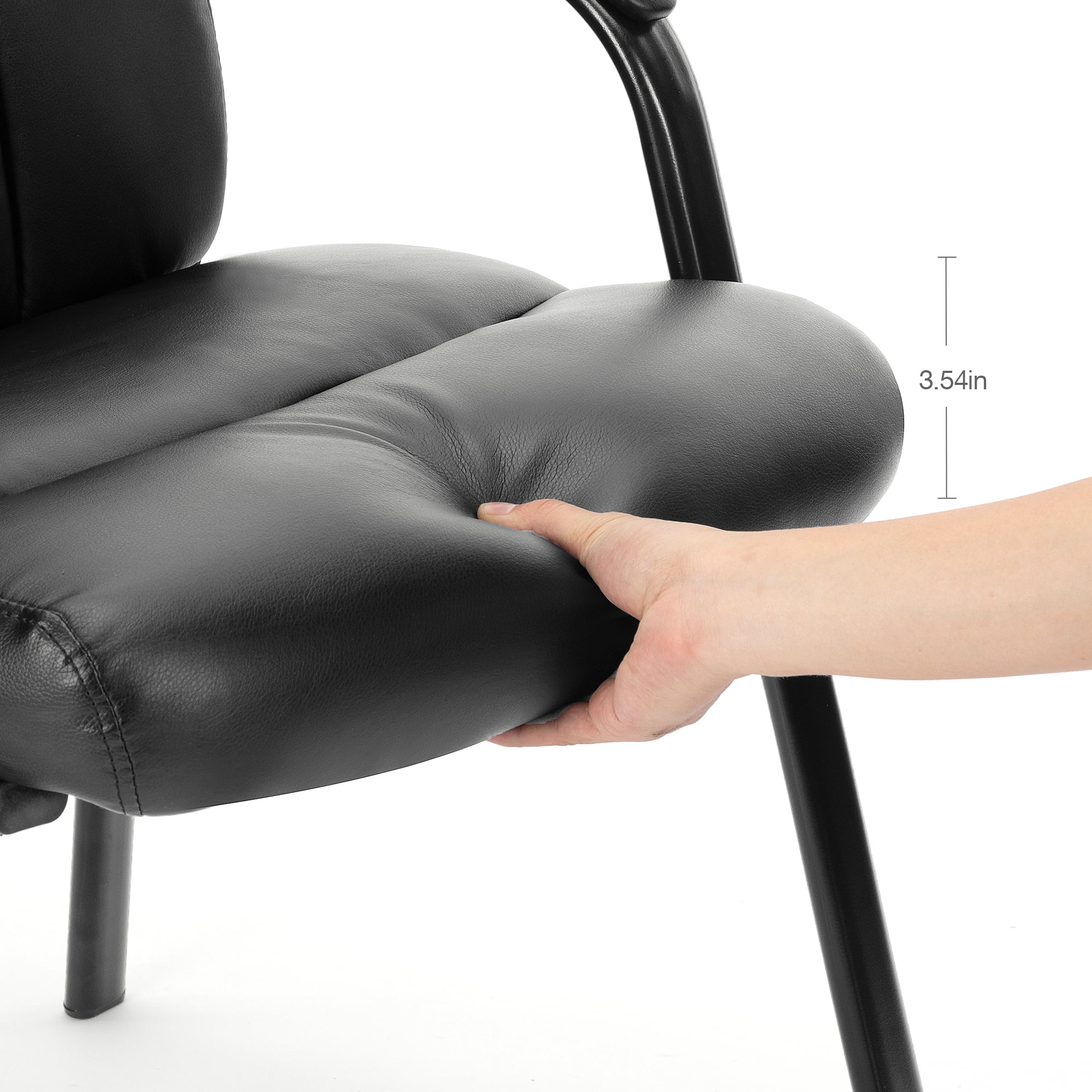 GIANNA Office Guest Chairs Set of 2, Bonded Leather Executive Side Chair, Reception Chair with Solid Metal Frame, Home Office Furniture,Black