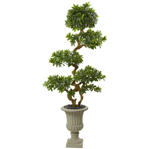Nearly Natural 6’ Pittosporum Artificial Tree in Urn UV Resistant (Indoor/Outdoor)