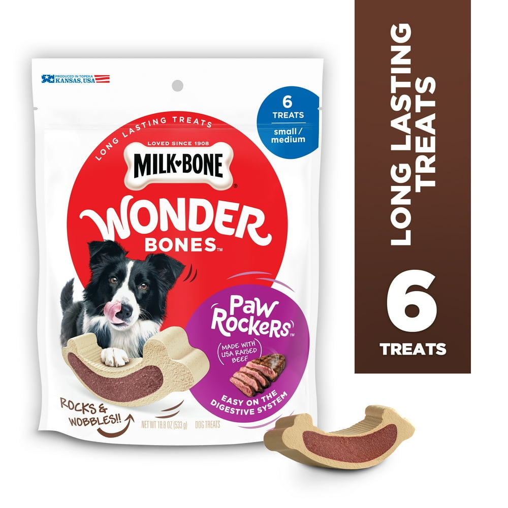 MilkBone Wonder Bones Paw Rockers with Real Beef, Long Lasting Dog