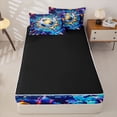 thumbnail image 4 of Castle Fairy Soccer Sport Zipper Twin Comforter Sets with Fitted Sheet and 2 Pillowcases, Futuristic Cubes Zipper Bedding Set, Blue Orange Black,4-Piece,Black Reversible, 4 of 6