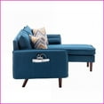 thumbnail image 3 of Mia 70\" Modern Blue Linen Sectional Sofa Chaise with Reversible Chaise, USB Chargers & Pillows | Blue | Linen | Square Arms, 3 of 5
