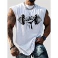 thumbnail image 2 of Estampado de mancuernas, camiseta sin mangas con diseño gráfico para hombres, chaleco cómodo informal, camisas sin mangas para el verano, camiseta de ropa para hombres, 2 of 4
