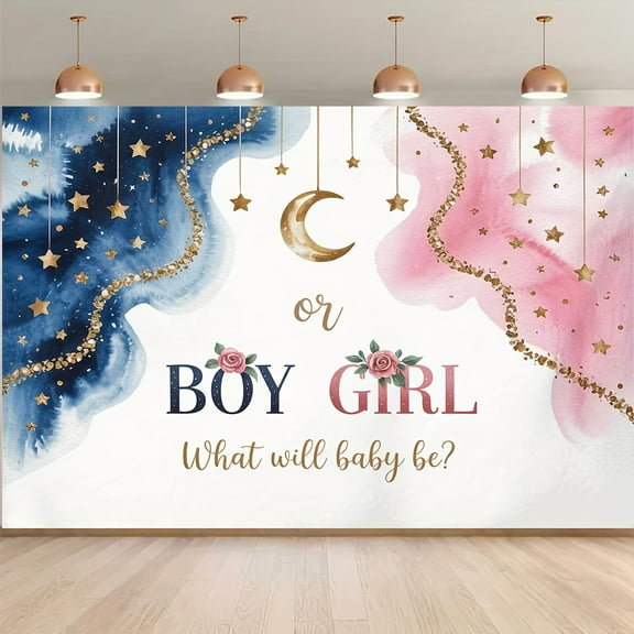 Twinkle Twinkle Star Gender Reveal Backdrop Boy or Girl What Will Baby Be Photography Background Watercolor Blue Pink He Or She Gender Reveal Party Decorations Banner Supplies Photo Booth Props
