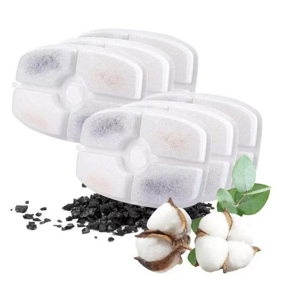 6 Pack Cat Water Fountain Filters Compatible with Catit Fountains, Petilog Carbon and Ion Exchange Resin Pet Fountain Filter Replacmence (6)