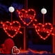 thumbnail image 3 of Luces de cortina LED, tiras rojas en forma de corazón - Alimentadas por pilas, ventosa colgante, decoración romántica para la propuesta de matrimonio, interior exterior, 20x20cm, pack de 3, 3 of 6