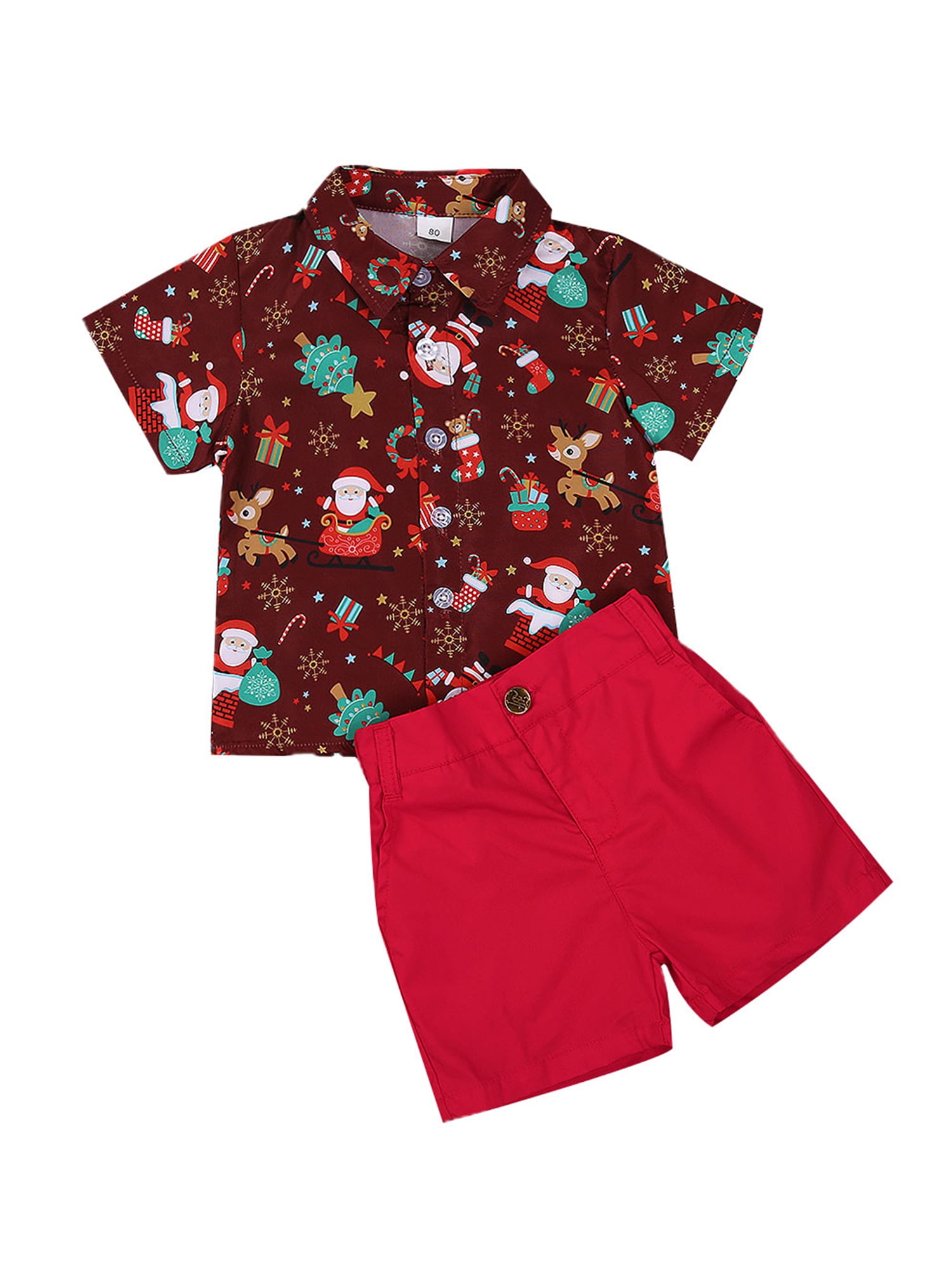 red short pants suit