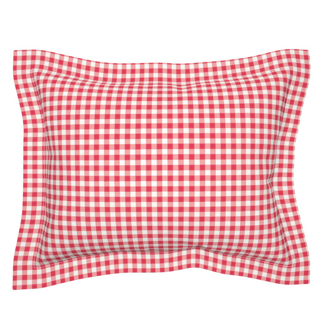 Black White Gingham And Check Plaid Tartan Pillow Sham by Roostery 