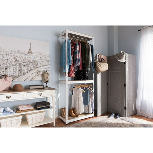 Baxton Studio Gavin White Metal 3Shelf Closet Storage Racking