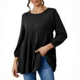 thumbnail image 2 of Xunlbb Tops for Women Trendy Womens Fashion Casual U-Neck Solid Puff Sleeve Long Sleeve Tops S-3XL Great Gifts for Less, 2 of 4