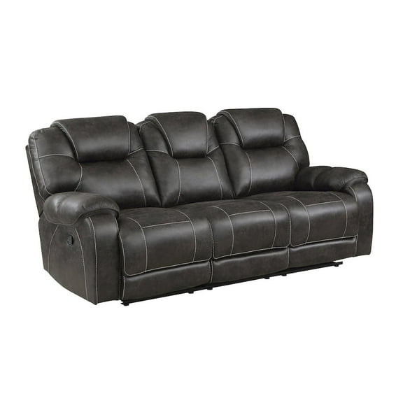 Lexicon Gainesville Microfiber Double Manual Reclining Sofa in Chocolate