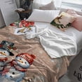 thumbnail image 3 of Winter Snowman Throw Flannel Blanket 32x48In Christmas Gift Leaves Flower Snow Ball Brown Wood Grain Super Soft Cozy Bed Blanket, Lightweight Plush Fuzzy Bed Throw for Bedroom Sofa Couch Living Room, 3 of 4