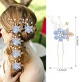 thumbnail image 3 of Bridal Hair Combs, 5PCS Wedding Hair Pins Set Crystal Flower Hair Clips Bride Bridesmaid Hair Sides Comb Rhinestone Barrettes, Pearl Flower Hair Pins Hair Accessories for Women Girls (Light Blue), 3 of 4