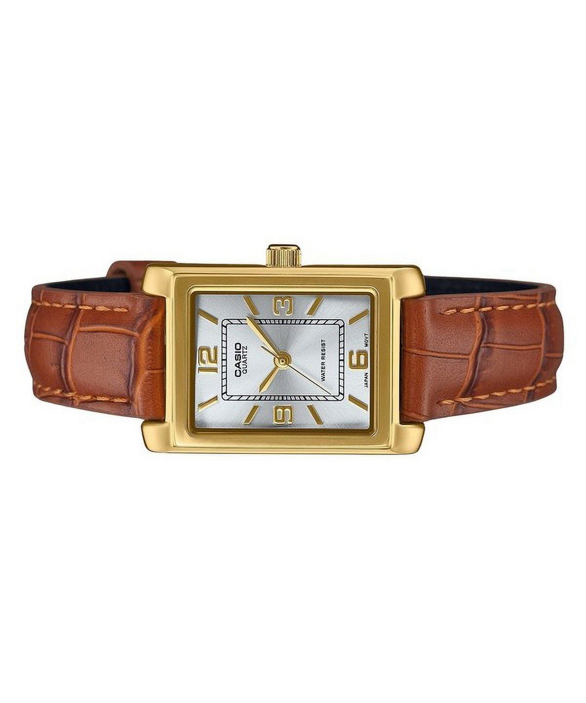 Casio Women's Silver Dial Analog Watch Brown Leather Band - LTP-1234GLL-7ADF