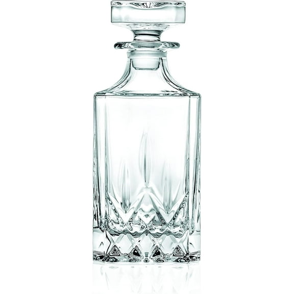 Barski Glass Whiskey Decanter, Square Cut Design, 25 oz, with Stopper, for Whiskey, Liquor, Scotch, Bourbon, or Wine, Made in Europe