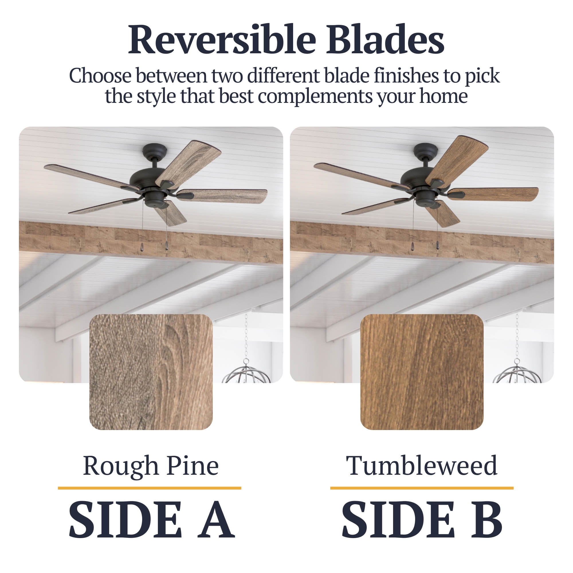 Prominence Home Russwood 42" Bronze Ceiling Fan with 5 Blades, Pull Chain & Reverse Airflow