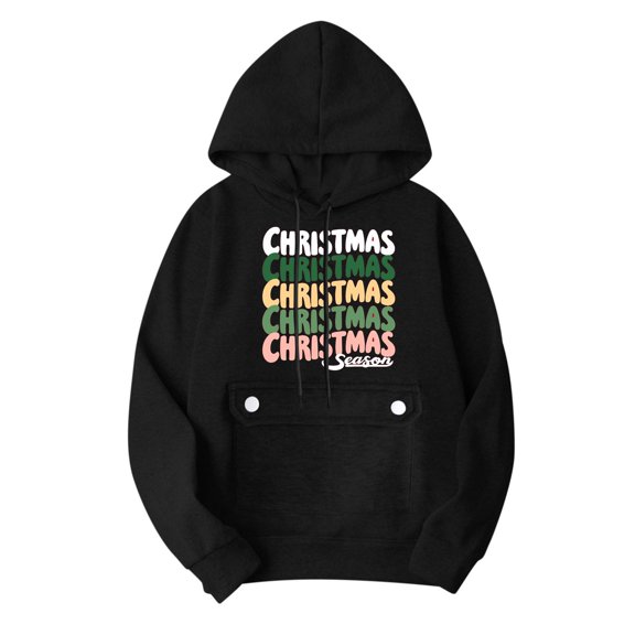 QQNHM Women's Christmas Fleece Hoodies Crewneck Long Sleeve Sweatshirts Xmas Fall Pullover Tops With Pockets