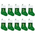 thumbnail image 2 of harmtty Xmax 1Pc Christmas Green Stocking Golden Letter Plush Top Large Handmade Reusable Xmas Tree Hanging Gift Bag Sock Pendant Holiday Party Decoration Festival Gift Z, 2 of 8