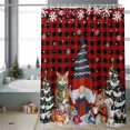 thumbnail image 2 of Christmas Gnome Bathroom Shower Curtain Squirrel Cat Xmas Tree Snowflake Red Plaid Waterproof Washable Shower Curtains for Bathtub Bath Decor with Grommets and Hook 66 X 72 Inch, 2 of 8