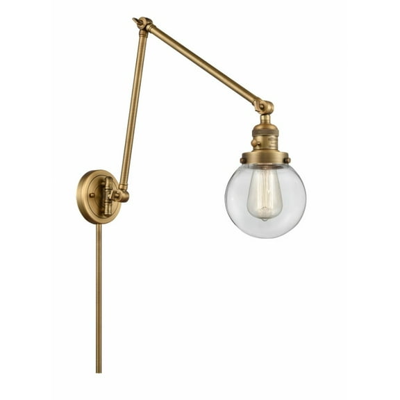 238-BB-G202-6-Innovations Lighting-Beacon-1 Light Swing Arm Wall Mount in Industrial Style-6 Inches Wide by 30 Inches High   Brushed Brass Finish with