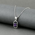 thumbnail image 2 of Femme Jam 925 Sterling Silver Pendant / Locket Adorned with Oval Cut Natural Amethyst Gemstone for Women, 2 of 8