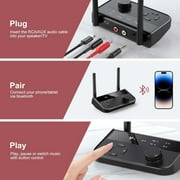 Bluetooth 5.3 Transmitter Receiver, Long Range Bluetooth Audio Adapter, Wireless Music Receiver with Dual Channel, 3.5mm Aux RCA Port, for Home Stereo, Laptop, Speakers