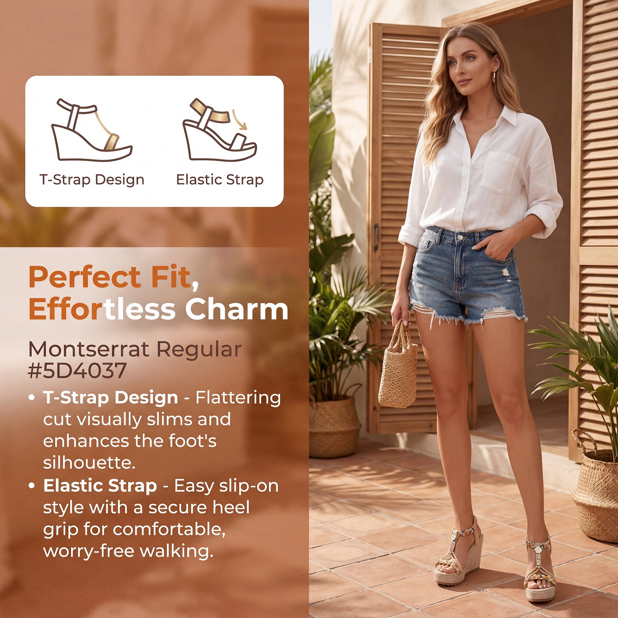 DARING DIVA Women's Stylish Bohemia Pull on Platform Wedge Heel Sandals Beige-1 7.5