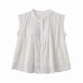 thumbnail image 5 of Lumistal Womens Tank Top Cute Ruched Open Front Lace Shirt for Woemn Pleated Tank Top Summer Sleeveless Top for Women Business Casual Top Elegant Breathable Blouse Trendy White M, 5 of 6
