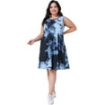thumbnail image 3 of DARING DIVA Plus Size Floral Tank Sleeveless Boho Dress 3X Black Grey, 3 of 5