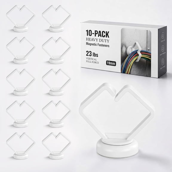 Magnetic Cable Holder 23lbs Heavy Duty Zip Tie Mount Base 3/4" Organizer Clip Scratch-free Wire Management for Home Office Desk Server Rack Marine Electrical(White)