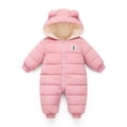 thumbnail image 1 of JiAmy Newborn Infant Warm Hooded Thick Down Jumpsuit Romper Baby Snowsuit Rompers Jacket Overcoat Snow Wear for 0-12 Months Boys Girls, 1 of 7